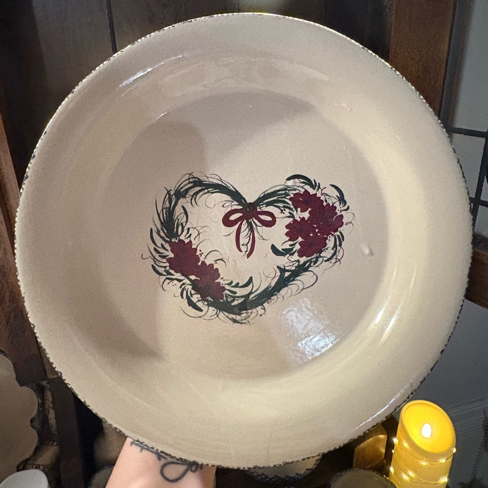 Cream Decorative Heart Motif Ceramic plate